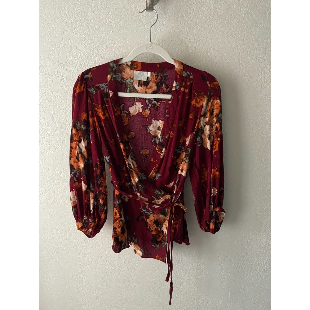 Anthropologie Floral Wrap Top - 10